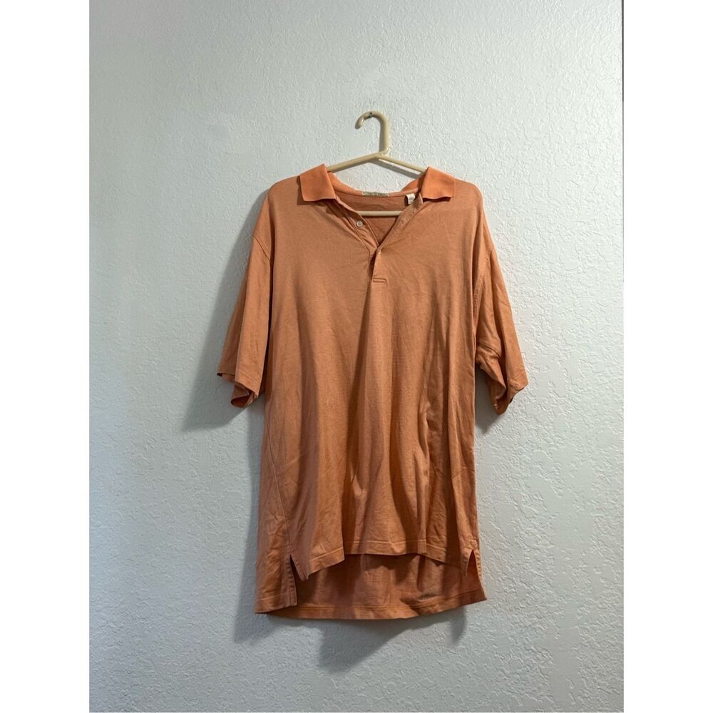 Peter Millar sport golf orange‎ polo shirt Sz L crown collection